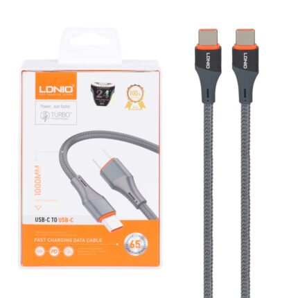 کابل شارژ فست و LDNIO Type-C To Type-C PD مدل LC631c - خاکستری