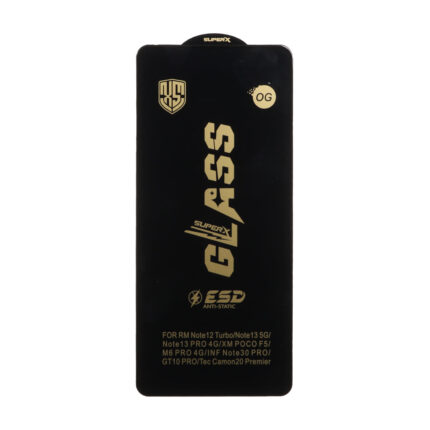 محافظ صفحه نمایش شیشه ای درجه یک Full Cover Super X OG - ESD OVOG مدل Xiaomi Redmi Note 13 Pro 4G / Note 14S / Poco M6 Pro 4G