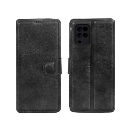کیف موبایل چرمی مگنتی محافظ لنزدار Samsung Galaxy A12 / M12 / F12 - مشکی