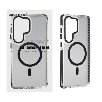 قاب اورجینال Q Series پشت کربن MagSafe مدل Samsung Galaxy S25 Ultra - مشکی (پک دار)