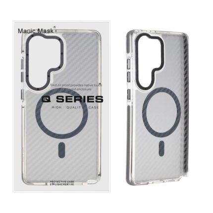 قاب اورجینال Q Series پشت کربن MagSafe مدل Samsung Galaxy S25 Ultra - خاکستری (پک دار)