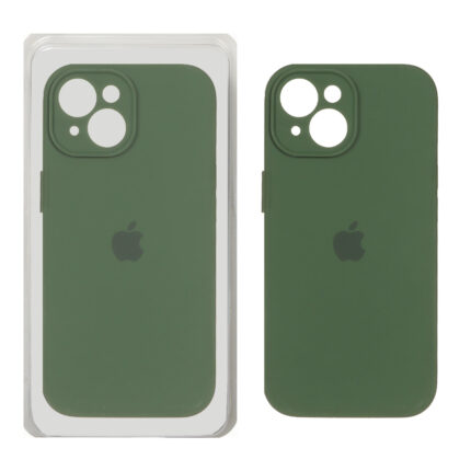 قاب سیلیکونی پاک کنی محافظ لنزدار اورجینال Apple iPhone 15 - سبز تیره (پک اصلی)