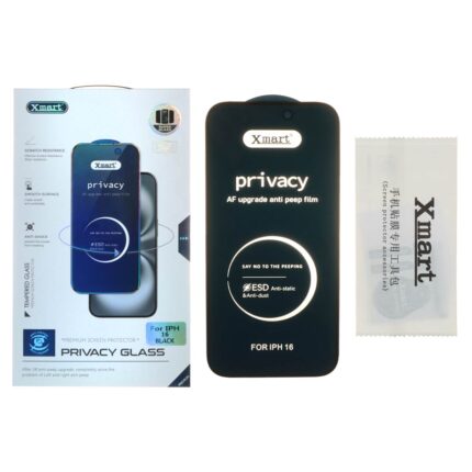 محافظ صفحه نمایش شیشه ای Full Cover Privacy XMART - ESD مدل Apple iPhone 16 (پک دار)