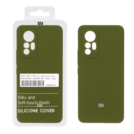 قاب سیلیکونی پاک کنی اورجینال درجه یک Xiaomi Mi 12 Lite - سبز زیتونی (پک دار)