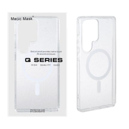 قاب اورجینال پشت سخت شفاف Magsafe اکلیلی Samsung Galaxy S25 Ultra (پک دار)