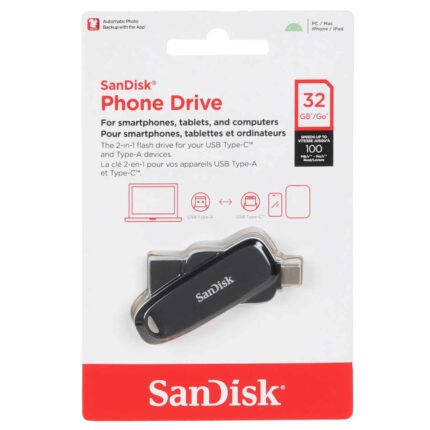 SanDisk Phone Drive USB Type-C USB3.2 Flash Memory-32GB - مشکی (گارانتی سورین)