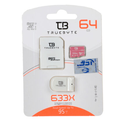 سفید (گارانتی مادام‌العمر شرکت آی تین) TRUEBYTE microSDXC & adapter U3 Class 10 633X -95MB/s - 64GB