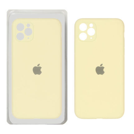 قاب سیلیکونی پاک کنی محافظ لنزدار اورجینال Apple iPhone 11 Pro Max - لیمویی (پک دار)