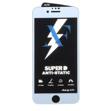 محافظ صفحه نمایش شیشه ای Super D Anti Static ALFA مدل Apple iPhone 6 / iPhone 6S / iPhone 7 / iPhone 8 / iPhone SE 2020 / iPhone SE 2022 - سفید (بدون پک)