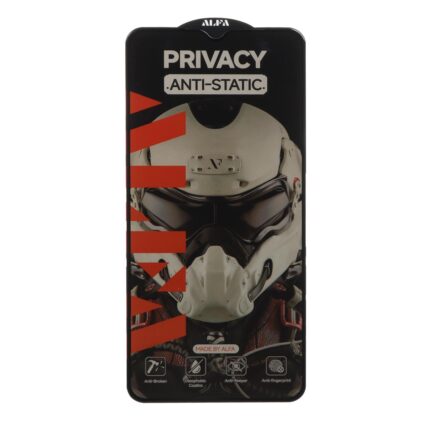 محافظ صفحه نمایش شیشه ای Full Cover ALFA Anti Static Privacy مدل Samsung Galaxy A12 / A02 / A02S / A03 / A03S / A03 Core / A04 / A04S / A04E / A13 / A23 / A32 5G / M02 / M04 / M12 / M13 / M23 / M33 /F13 / A1 Plus / A2 Plus / M4 / M5 / C30 / C30S