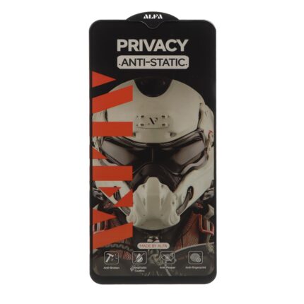 محافظ صفحه نمایش شیشه ای Full Cover ALFA Anti Static Privacy مدل Xiaomi Redmi A3 / A3x / Redmi 10C / Redmi 12C / Redmi 11A / Redmi 10 Power / Poco C40 / Poco C55 / C61 (بدون پک)