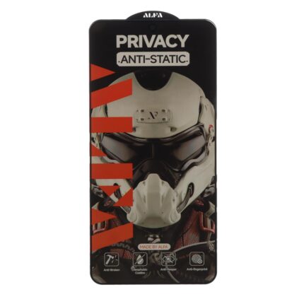 محافظ صفحه نمایش شیشه ای Full Cover ALFA Anti Static Privacy مدل Samsung Galaxy A71 / A72 / A73 / M51 / M52 / M53 / M54 / M62 / Note 12 Pro 5G / Note 12 Pro Plus / Poco X5 Pro / Poco F5 (بدون پک)
