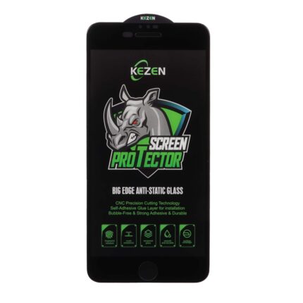 محافظ صفحه نمایش شیشه ای Full Cover Kezen Anti Static Big Edge مدل Apple iPhone 6 Plus / 6S Plus / 7 Plus / 8 Plus - مشکی