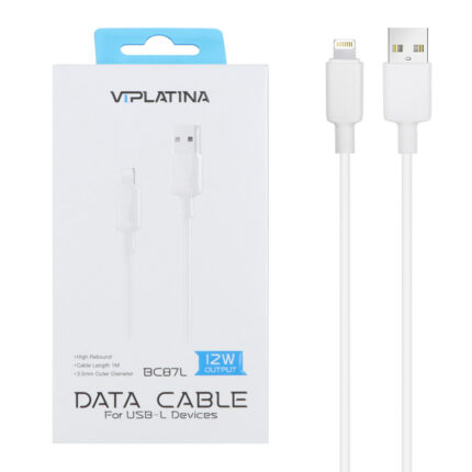 کابل شارژ فست آیفون VIPLATINA مدل BC87L 12W - سفید (گارانتی12 ماه تعویض نیکان همراه)
