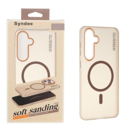قاب اورجینال Syndee پشت مات MagSafe مدل Samsung Galaxy S24 FE - قهوه ای (پک دار)
