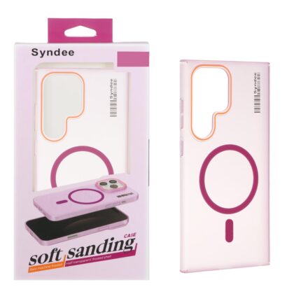قاب اورجینال Syndee پشت مات MagSafe مدل Samsung Galaxy S24 Ultra - سرخابی (پک دار)