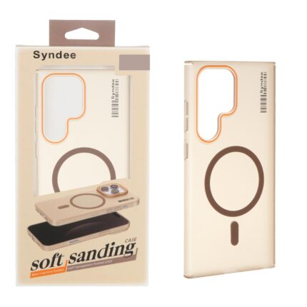 قاب اورجینال Syndee پشت مات MagSafe مدل Samsung Galaxy S24 Ultra - قهوه ای (پک دار)