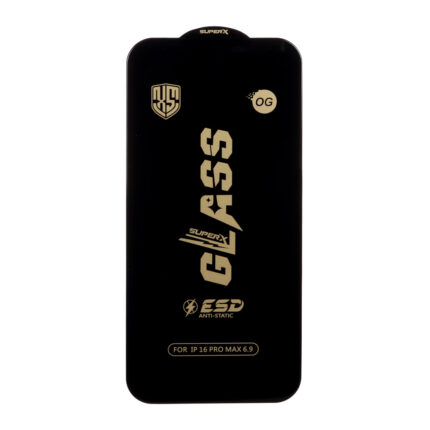 محافظ صفحه نمایش شیشه ای درجه یک Full Cover Super X OG - ESD OVOG مدل Apple iPhone 16 Pro Max