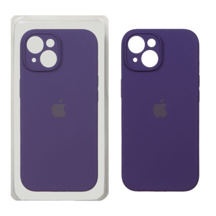 قاب سیلیکونی پاک کنی محافظ لنزدار اورجینال Apple iPhone 15 - بنفش تیره (پک اصلی)