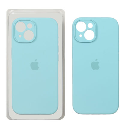 قاب سیلیکونی پاک کنی محافظ لنزدار اورجینال Apple iPhone 15 - سبزآبی (پک اصلی)