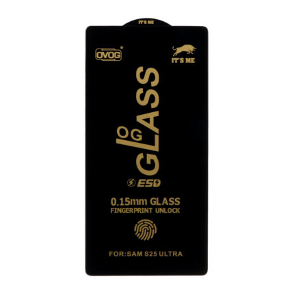 محافظ صفحه نمایش شیشه ای درجه یک Samsung Galaxy S25 Ultra - Full Cover OG - ESD OVOG - مشکی (بدون پک)
