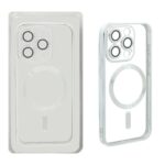 قاب اورجینال الکترواستاتیک Magsafe لنز گلس دار Apple iPhone 15 Pro - نقره ای (پک دار)