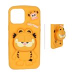 قاب سیلیکونی Garfield استندشو Apple iPhone 13 Pro Max / iPhone 12 Pro Max / iPhone 14 Plus / iPhone 15 Plus - نارنجی