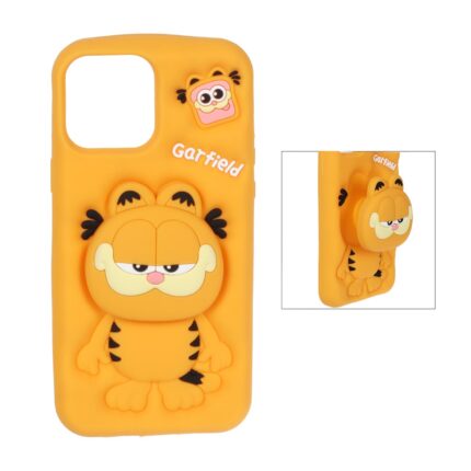 قاب سیلیکونی Garfield استندشو Apple iPhone 13 Pro Max / iPhone 12 Pro Max / iPhone 14 Plus / iPhone 15 Plus - نارنجی