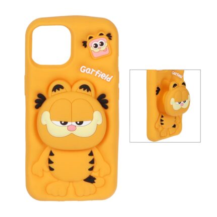 قاب سیلیکونی Garfield استندشو Apple iPhone 15 / iPhone 14 / iPhone 13 - نارنجی