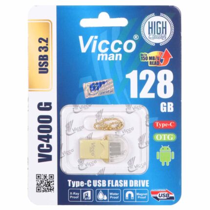 Vicco man VC400 G USB3.2 Type-C Flash Memory - 128GB - طلایی