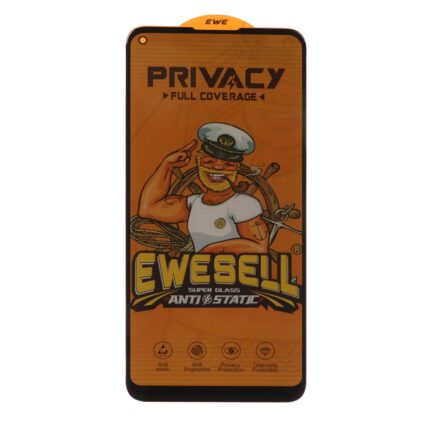 محافظ صفحه نمایش شیشه ای Full Cover Ewesell Anti Static Privacy مدل Samsung Galaxy A11 / M11 / Redmi Note 9 / Note 9t / Mi 11 lite / Mi 12 lite / Realme 7 / Realme 9