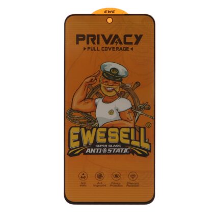 محافظ صفحه نمایش شیشه ای Full Cover Ewesell Anti Static Privacy مدل Samsung Galaxy S25 FE / S24 FE / A57 / A37 / A56 / A36