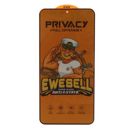محافظ صفحه نمایش شیشه ای Full Cover Ewesell Anti Static Privacy مدل Xiaomi Poco X3 / Poco X3 Pro / Redmi Note 9S / Redmi Note 9 Pro / Redmi Note 9 Pro Max / Poco F5 Pro / Mi 12T / Mi 12T Pro / Mi 11T / Mi 11T Pro / Mi 10T / Mi 10T Pro