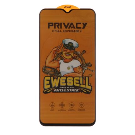 محافظ صفحه نمایش شیشه ای Full Cover Ewesell Anti Static Privacy مدل Xiaomi Redmi Note 8 Pro / Poco M3 / Redmi 9T / Note 9 4G