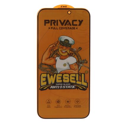 محافظ صفحه نمایش شیشه ای Full Cover Ewesell Anti Static Privacy مدل Apple iPhone 16 Pro Max