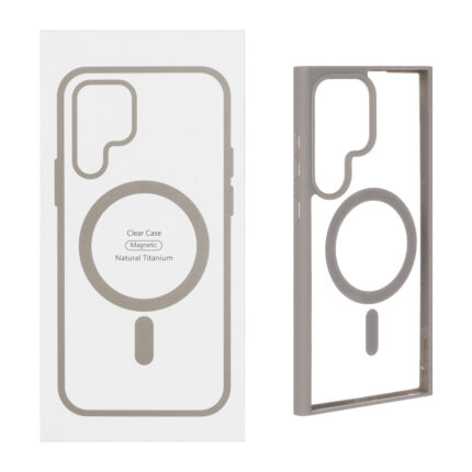 قاب شفاف دور رنگی Samsung Galaxy S24 Ultra با قابلیت شارژ MagSafe - طوسی (پک دار) - MPS