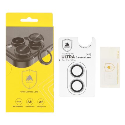 محافظ لنز رینگی اورجینال Ultra Camera Lens Ushield شابلون دار Apple iPhone 16 / iPhone 16 Plus - نقره ای (پک دار)