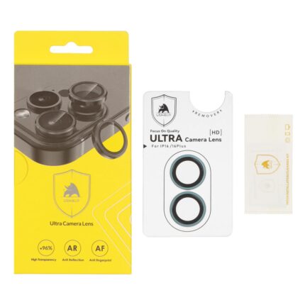 محافظ لنز رینگی اورجینال Ultra Camera Lens Ushield شابلون دار Apple iPhone 16 / iPhone 16 Plus - فیروزه ای (پک دار)