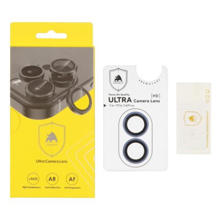 محافظ لنز رینگی اورجینال Ultra Camera Lens Ushield شابلون دار Apple iPhone 16 / iPhone 16 Plus - آبی (پک دار)