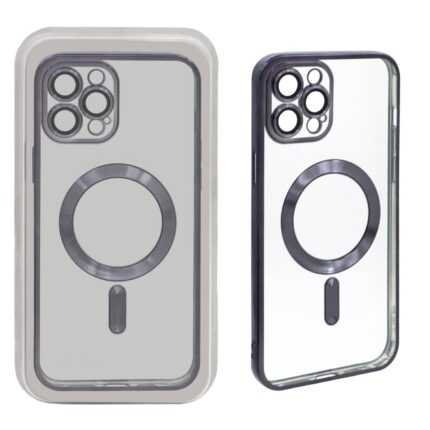 قاب اورجینال الکترواستاتیک Magsafe لنز گلس دار Apple iPhone 12 Pro Max - مشکی (پک دار)