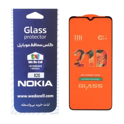 محافظ صفحه نمایش شیشه ای Nokia C30 - Full Cover 21D - مشکی (پک دار)