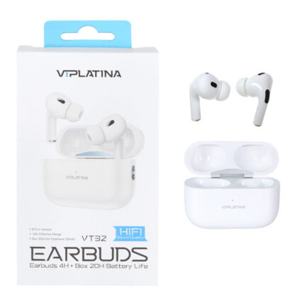ایرفون بی سیم VIPLATINA مدل VT32 - سفید (گارانتی 18 ماه تعویض نیکان همراه)