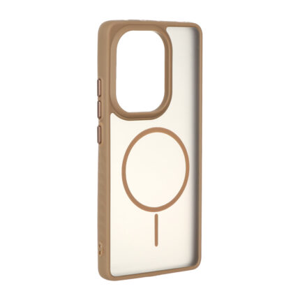 قاب مات طرح مگ سیف دور هاشور Xiaomi Redmi Note 14S / Note 13 Pro 4G / Poco M6 Pro 4G - قهوه ای
