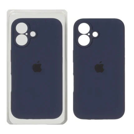 قاب سیلیکونی پاک کنی محافظ لنزدار اورجینال Apple iPhone 16 - سرمه ای تیره (پک دار) - NTC