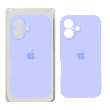 قاب سیلیکونی پاک کنی محافظ لنزدار اورجینال Apple iPhone 16 - بنفش روشن (پک دار) - NTC