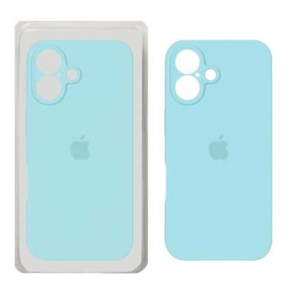 قاب سیلیکونی پاک کنی محافظ لنزدار اورجینال Apple iPhone 16 - سبزآبی (پک دار) - NTC