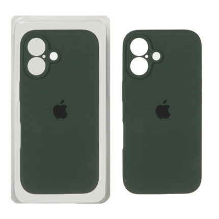 قاب سیلیکونی پاک کنی محافظ لنزدار اورجینال Apple iPhone 16 - سبز تیره (پک دار) - NTC