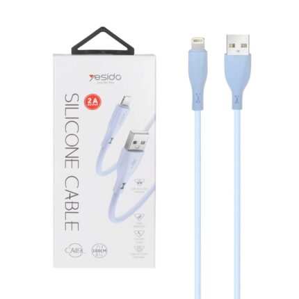 کابل شارژ و دیتا آیفون سیلیکونی Yesido مدل CA119L - آبی (گارانتی 18 ماه تعویض نیکان همراه)
