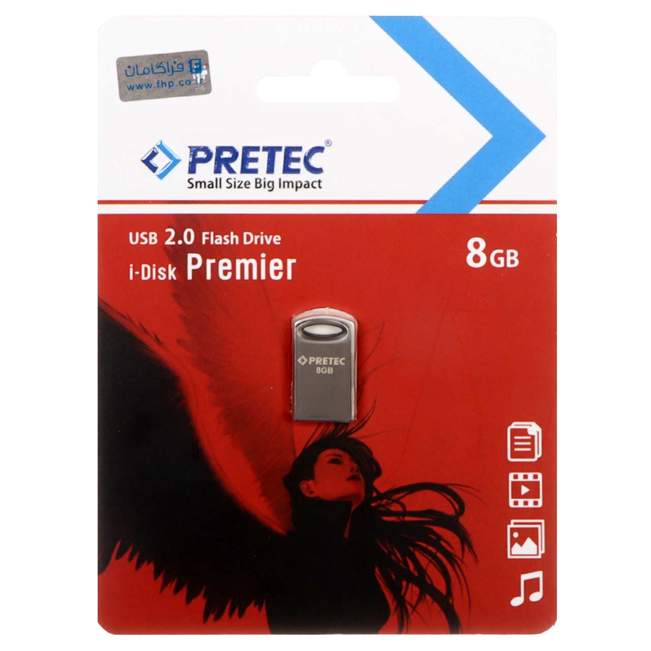 1538366 Pretec Premier USB 2.0 Flash Memory - 8GB - مشکی (گارانتی فراگامان) - تصویر 1