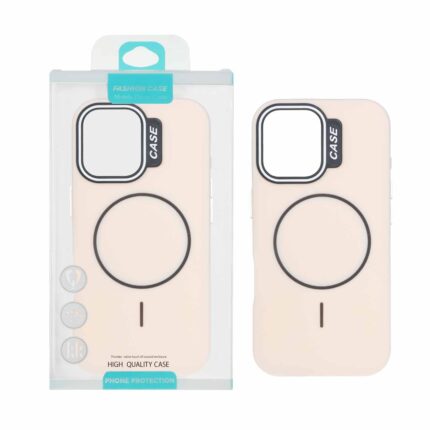 قاب طرح سیلیکون Magsafe پاستیلی Apple iPhone 17 - کرم (پک دار)